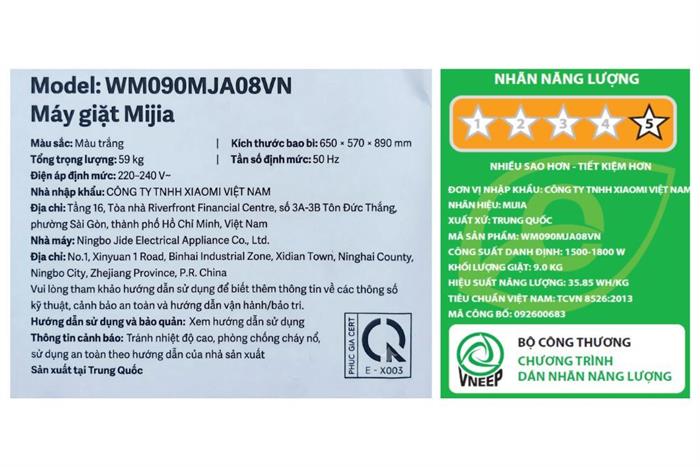 Máy giặt Xiaomi Mijia AI Inverter 9kg WM090MJA08VN